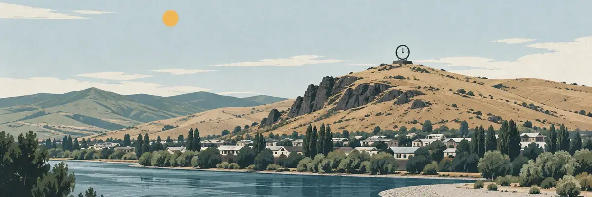 Screen-print illustration of Alexandra Clock on the Hill