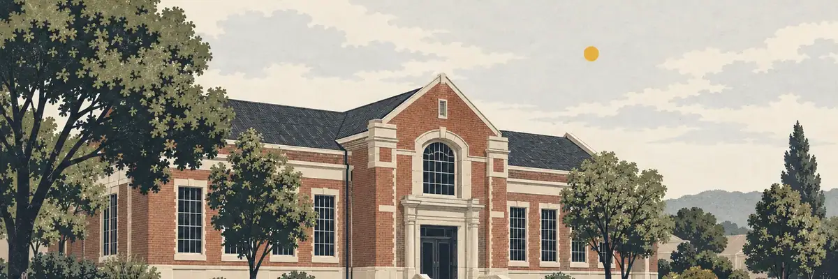 Screen-print illustration of Dannevirke Town Hall