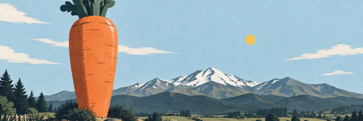 Screen-print illustration of the giant carrot, Ōhakune