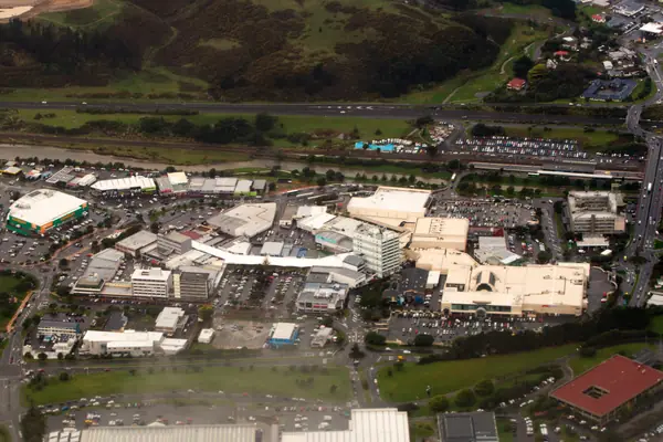 Aerial view of Porirua City Centre and Porirua Station